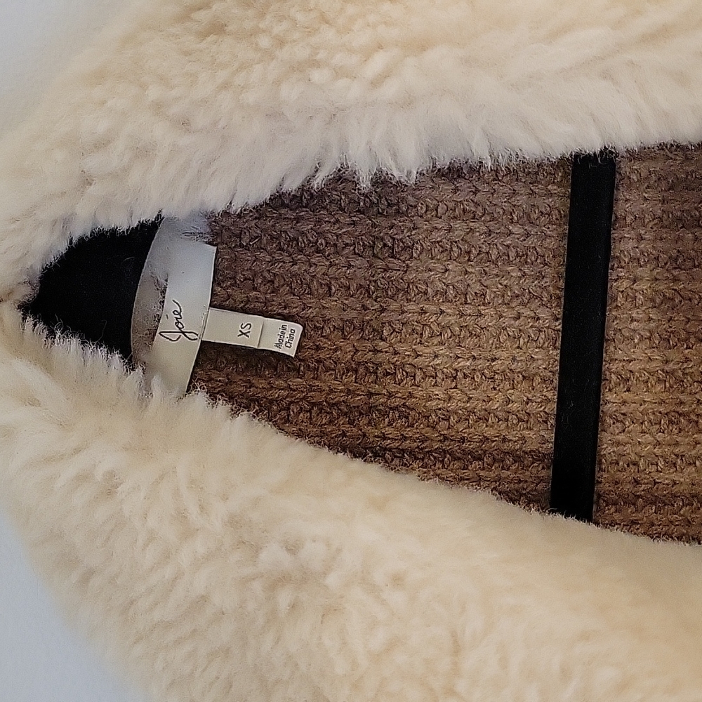 JOIE Brinley Lamb Fur Suede Vest in Natural - Picture 5 of 14